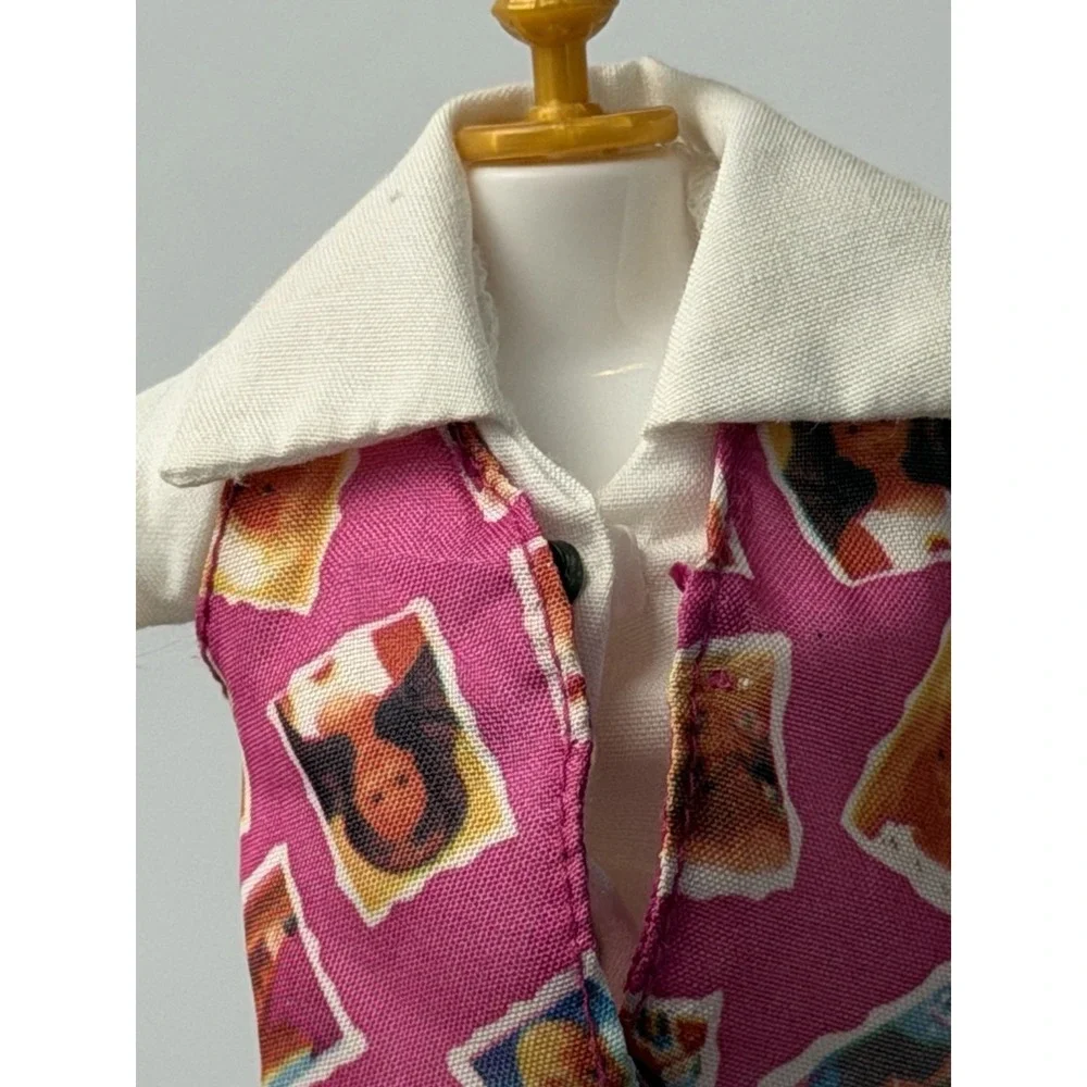 BARBIE SKIPPER TOP SHIRT PHONE FUN 1995 SKIPPER WHITE & PINK DOLL CLOTHES